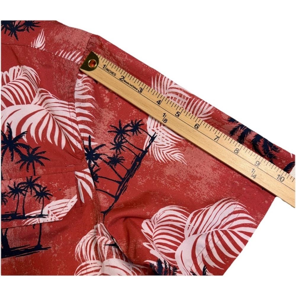 Chaps Mens‎ XL Performance Shirt Red Tropical Palm Tree  Button Down Shirt - Picture 10 of 13
